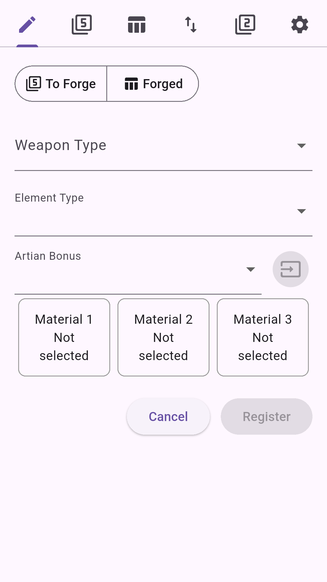 Artian Weapon Registration