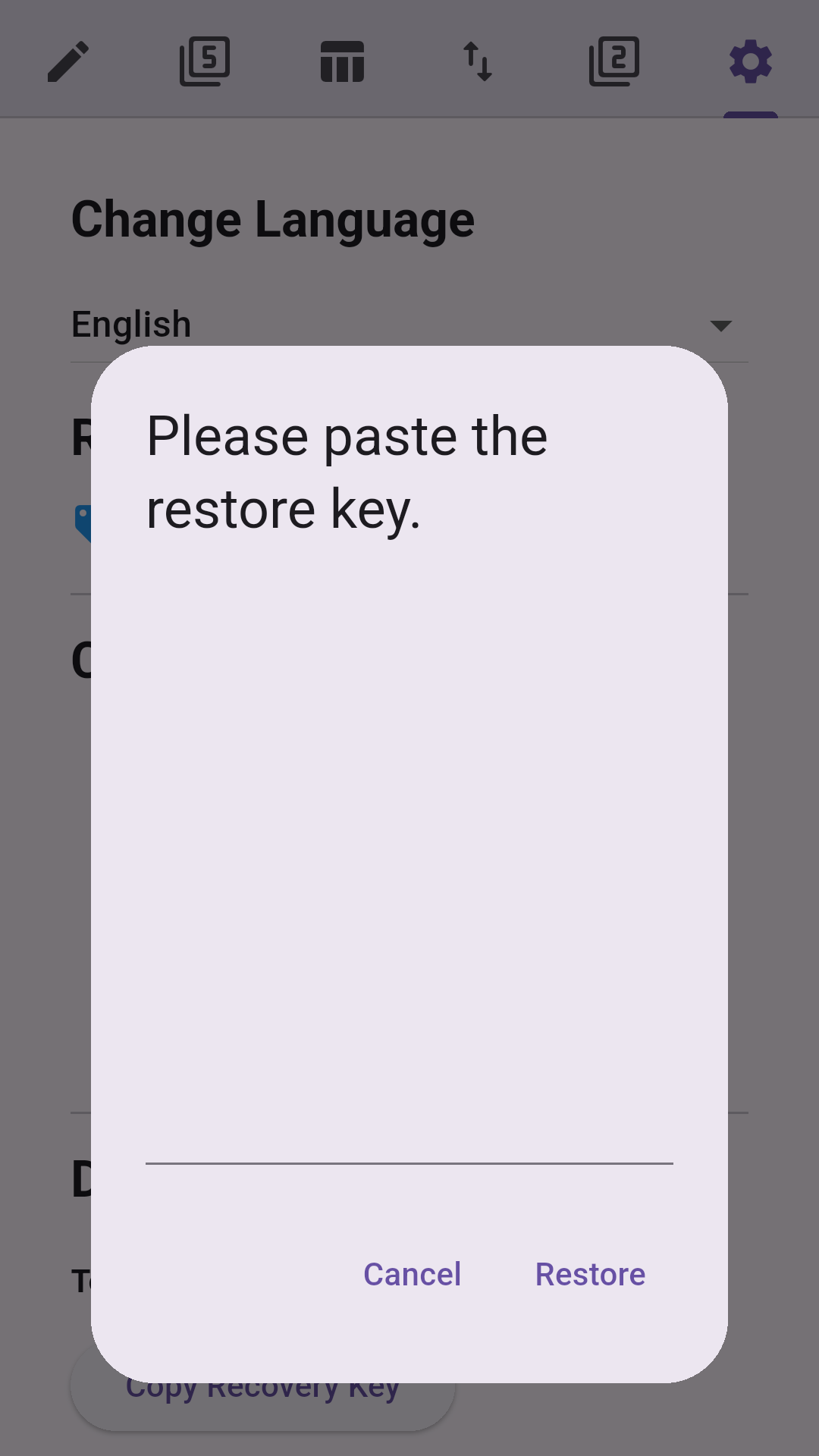 Backup with Recovery Key
