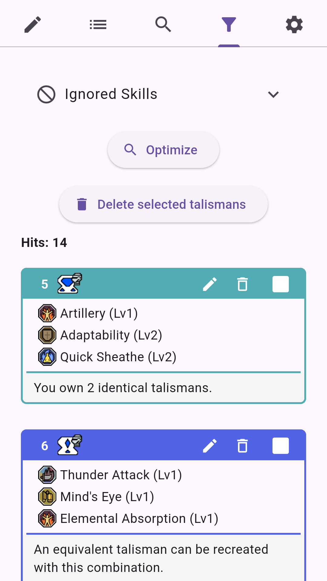 Identify Unneeded Talismans