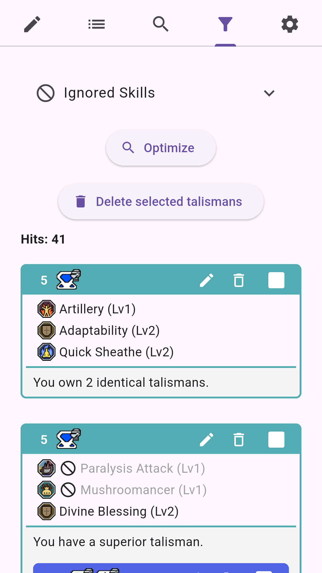 Identify Unneeded Talismans