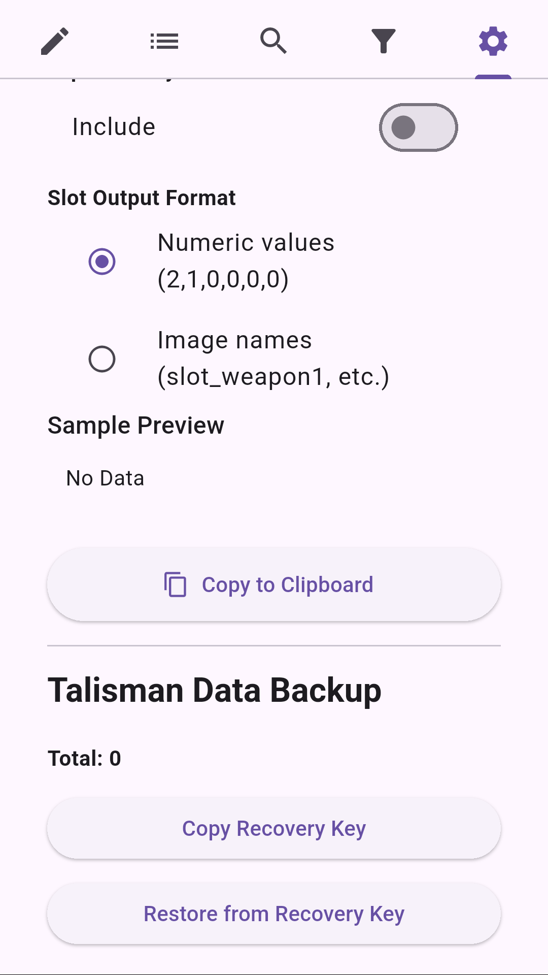 Backup with Recovery Key