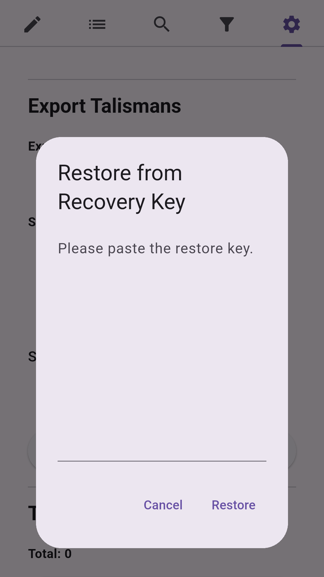 Backup with Recovery Key