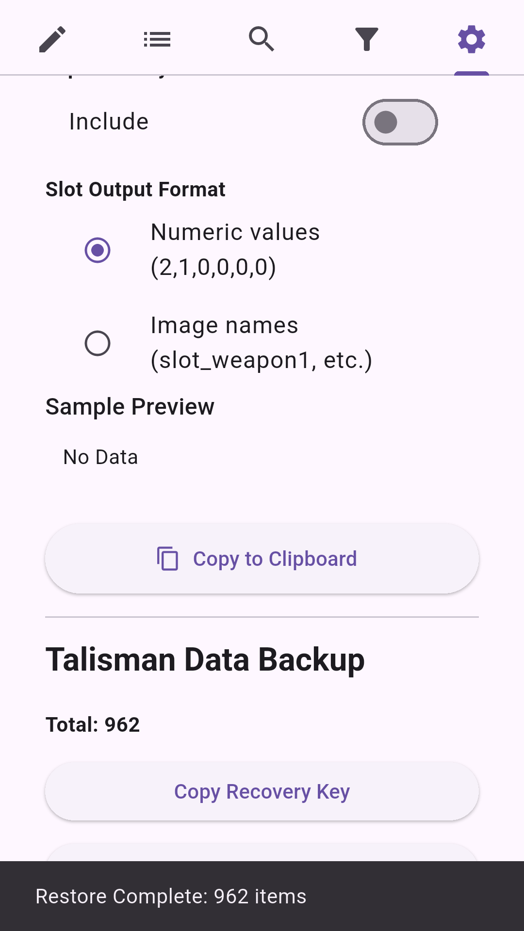 Backup with Recovery Key